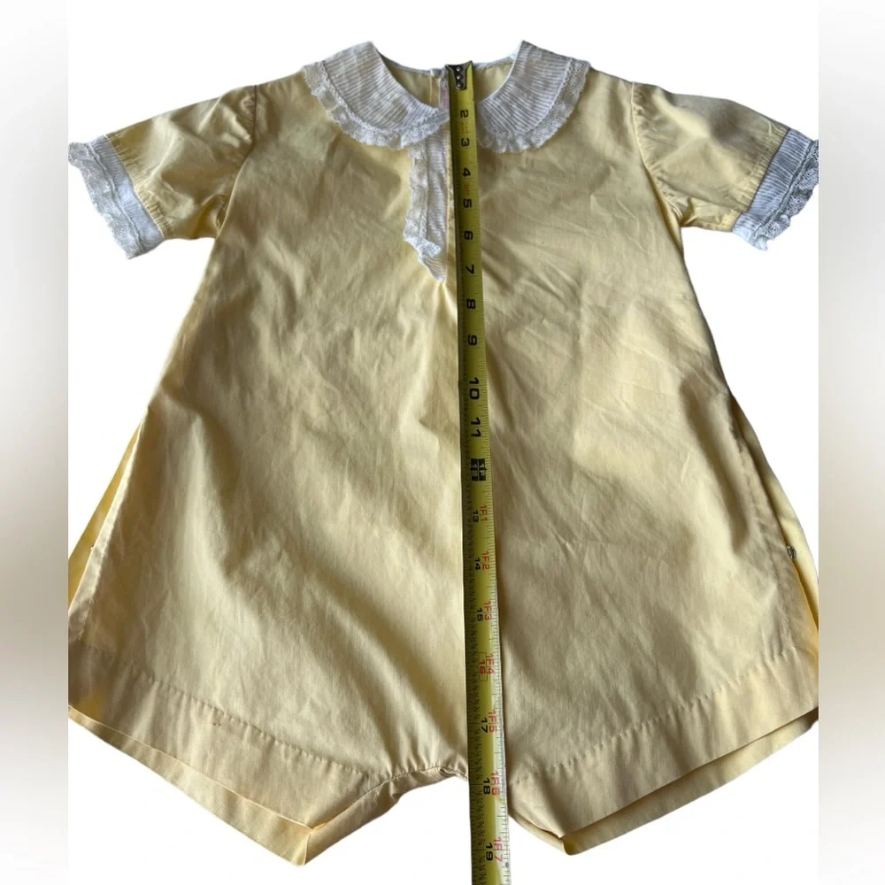 Miss L. Brogan Inc. New York Vintage Yellow Lace Cotton Romper Pearl Button Snap - Picture 14 of 15